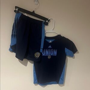 Adidas Union Blue and Black Soccer Kit